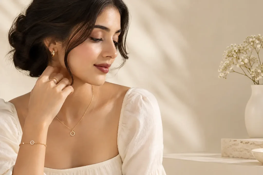 a girl wearing jewellery